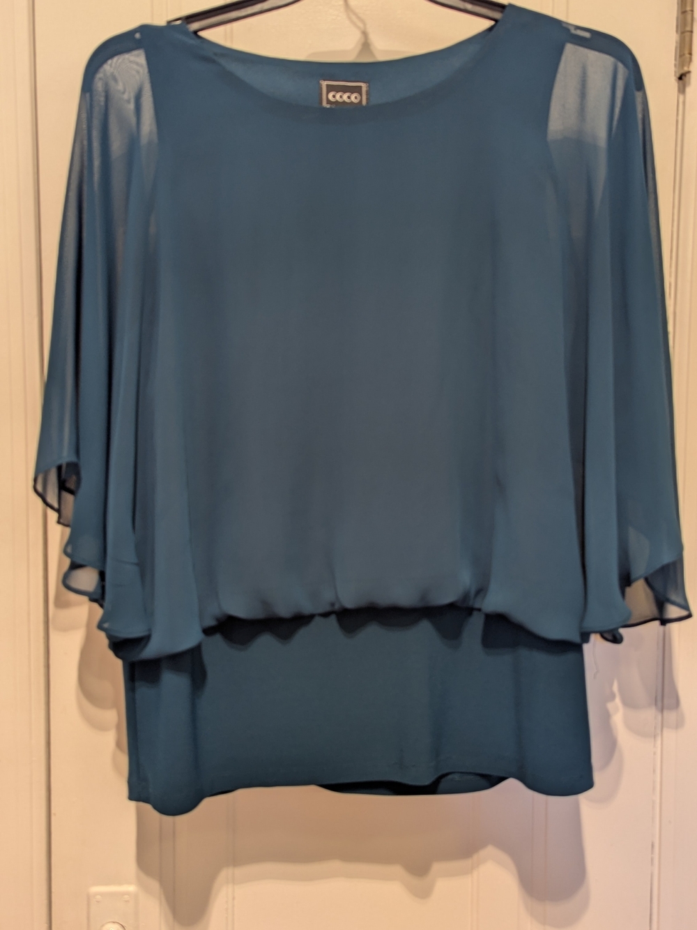 Coco Bianco Teal Layered Chiffon Top
